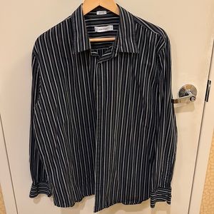 Used Calvin Klein Men’s XL L/S black striped dress shirt.